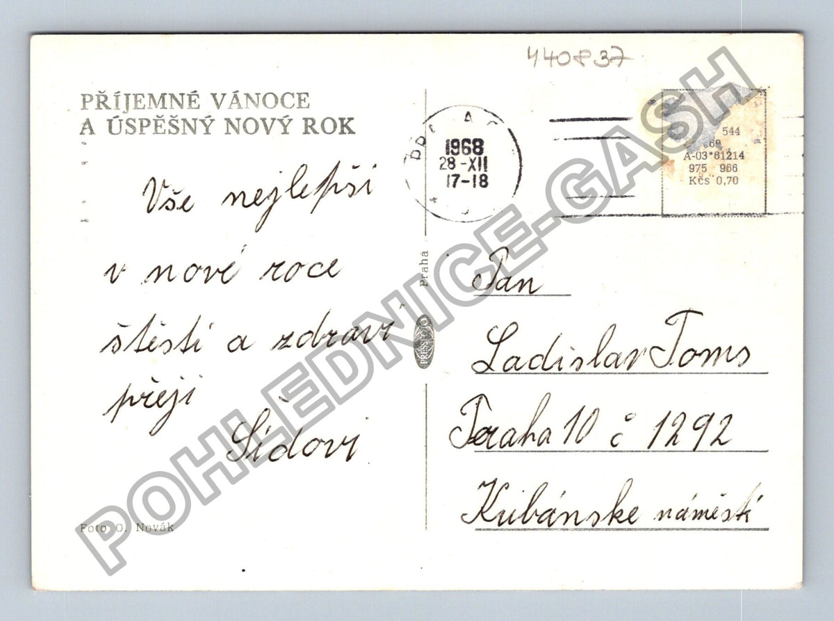 Pohlednice Zimní krajina chalupa sníh 1968 (M40837)