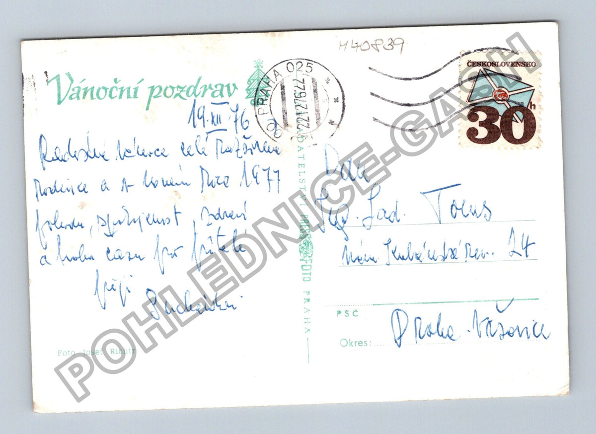 Pohlednice Vánoční pozdrav zátiší s ořechy a svíčkou 1976 (M40839)