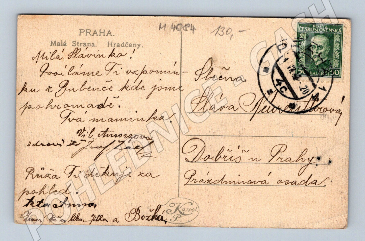 Pohlednice Praha Malá Strana a Hradčany 1927 (M4084)