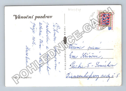 Pohlednice Vánoční pozdrav svícen jehličí šišky (M40841)