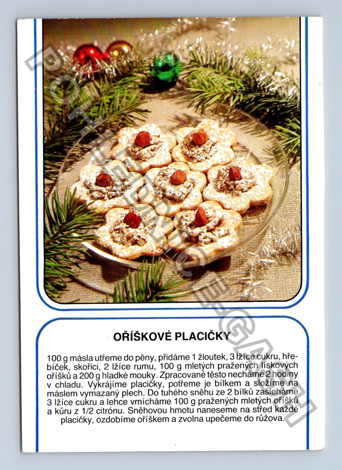 Pohlednice Vánoční Oříškové placičky recept (M40849)