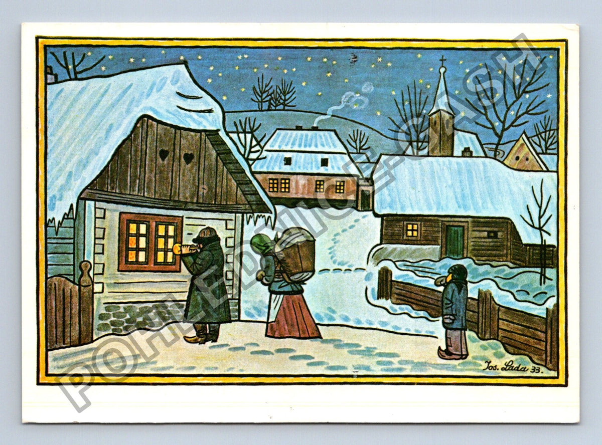 Pohlednice Josef Lada zimní idylka Vánoce (M40855)