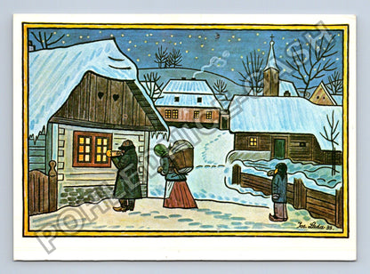 Pohlednice Josef Lada zimní idylka Vánoce (M40855)