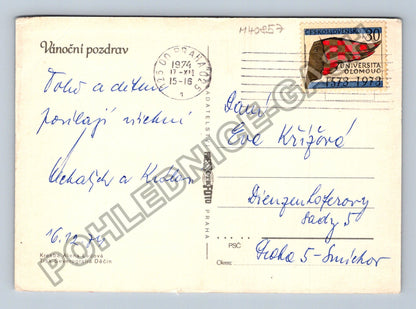Pohlednice Vánoční pozdrav Alena Ladová 1973 (M40857)