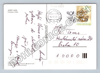 Pohlednice Josef Lada S koledou 1955 České Vánoce (M40859)