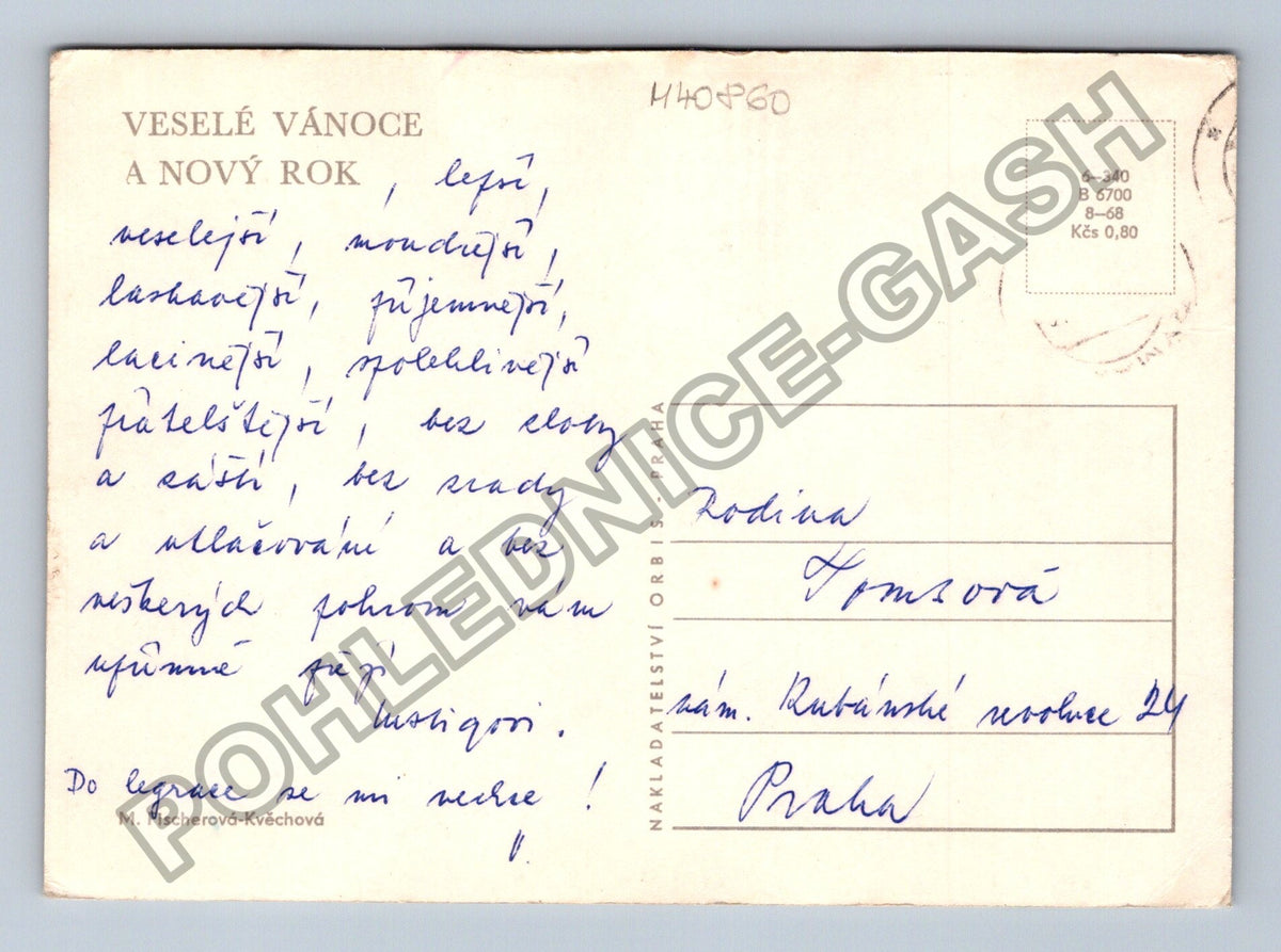 Pohlednice Veselé Vánoce a Nový Rok zimní krajina (M40860)