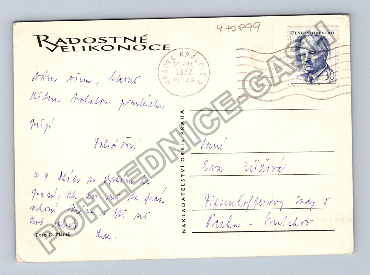 Pohlednice Velikonoční vejce a květiny 1972 (M40899)
