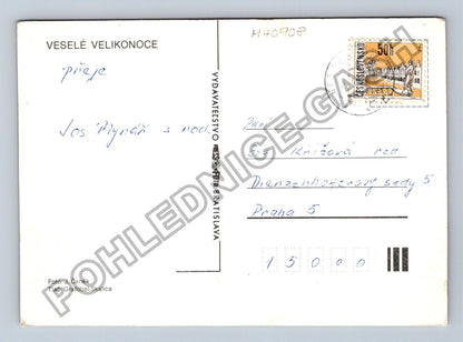 Pohlednice Velikonoční kraslice a květy hyacintu (M40908)