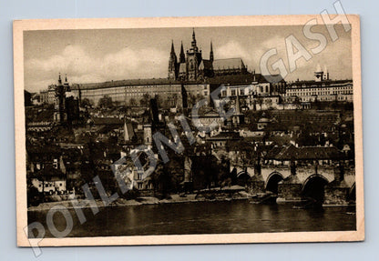 Pohlednice Praha Hradčany a Karlův most motiv (M4092)