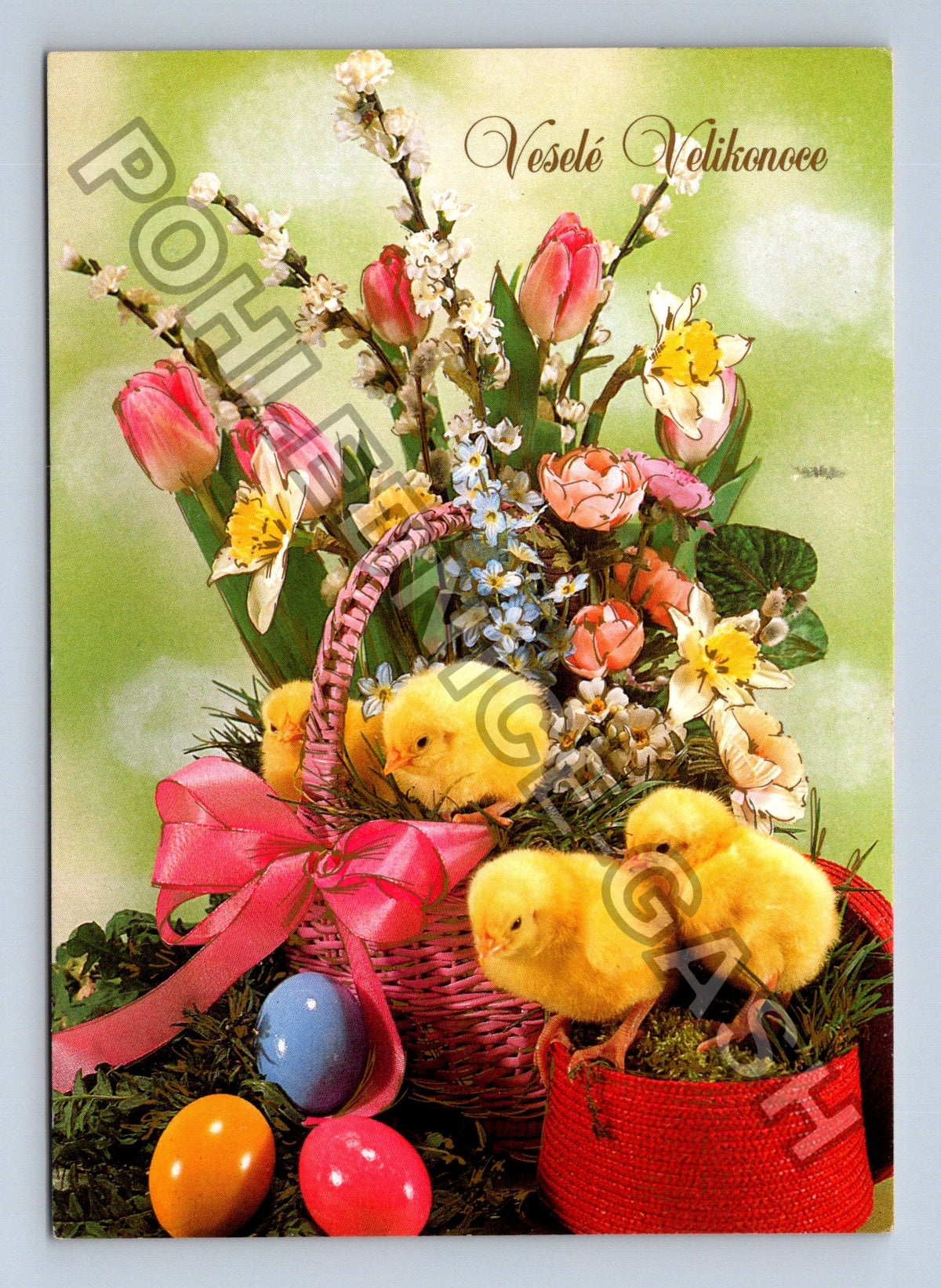 Pohlednice Veselé Velikonoce kuřátka a vajíčka 1999 (M40931)
