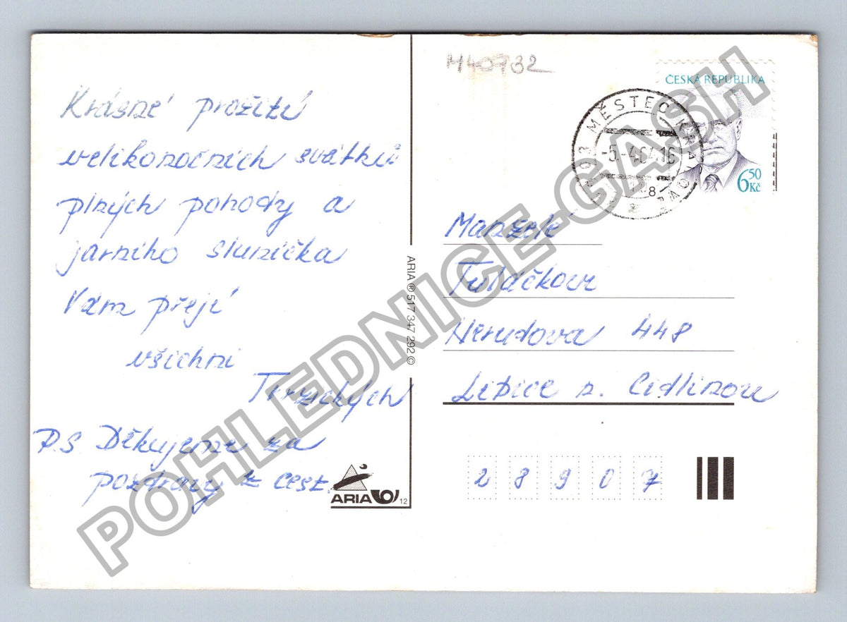 Pohlednice Velikonoční pozdrav kuřátka a vajíčka (M40932)