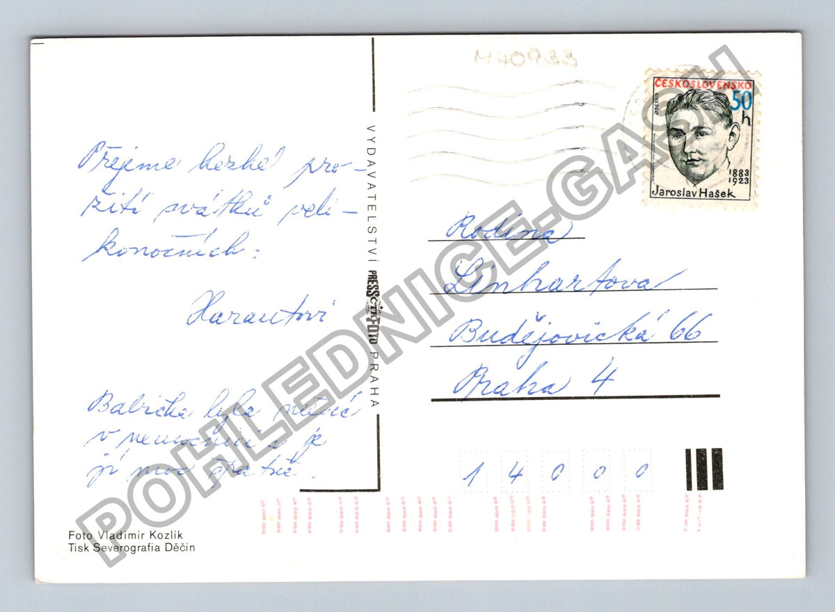 Pohlednice Velikonoční pozdrav vejce větvičky stuha (M40933)