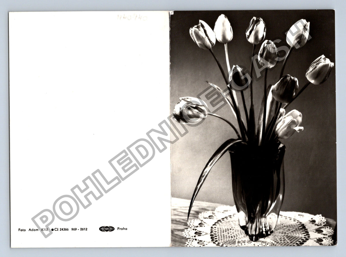 Pohlednice Kytice tulipánů ve váze 1974 (M40940)