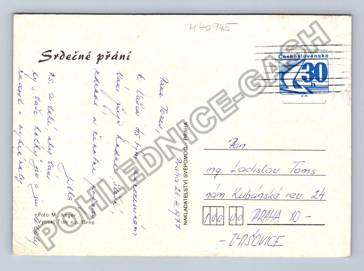 Pohlednice Květiny červená růžová oranžová (M40945)