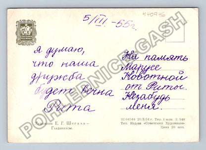 Pohlednice Rusko SSSR kytice květiny zátiší 1955 (M40946)