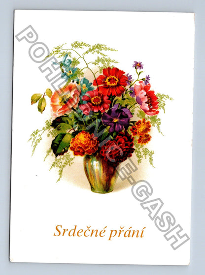 Pohlednice Kytice květin Srdcečné přání (M40957)
