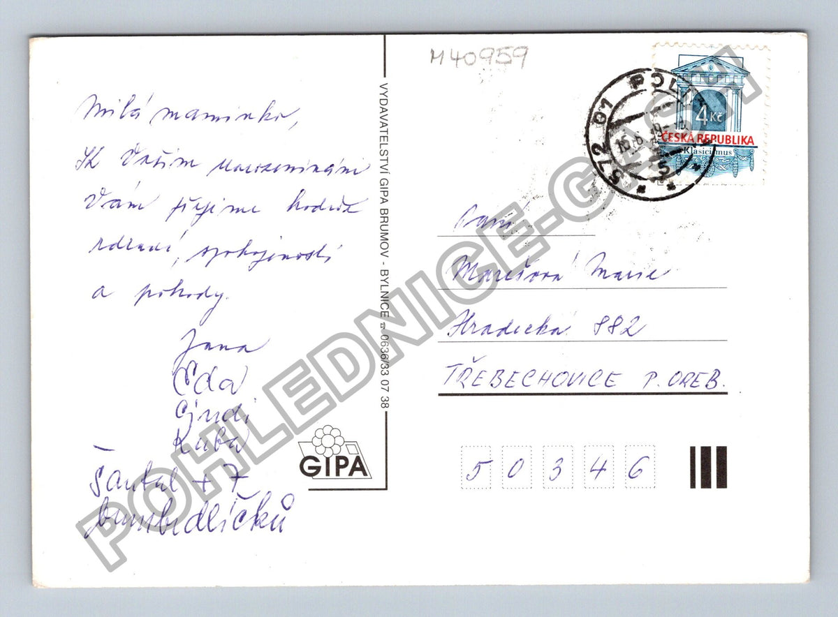 Pohlednice Koš s květinami (M40959)