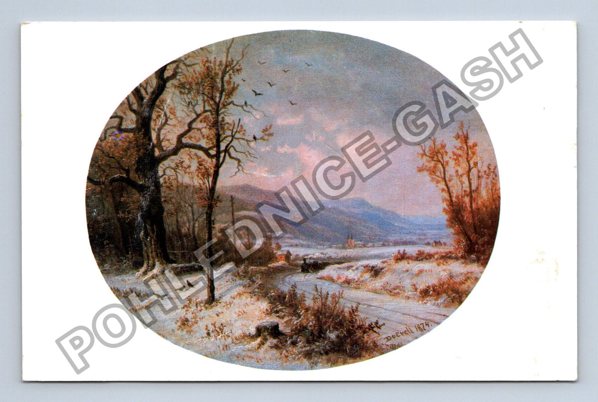 Pohlednice Zimní krajina s cestou a stromy 1874 (M41039)