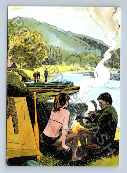 Pohlednice Ilustrace táboření u ohně (M41042)