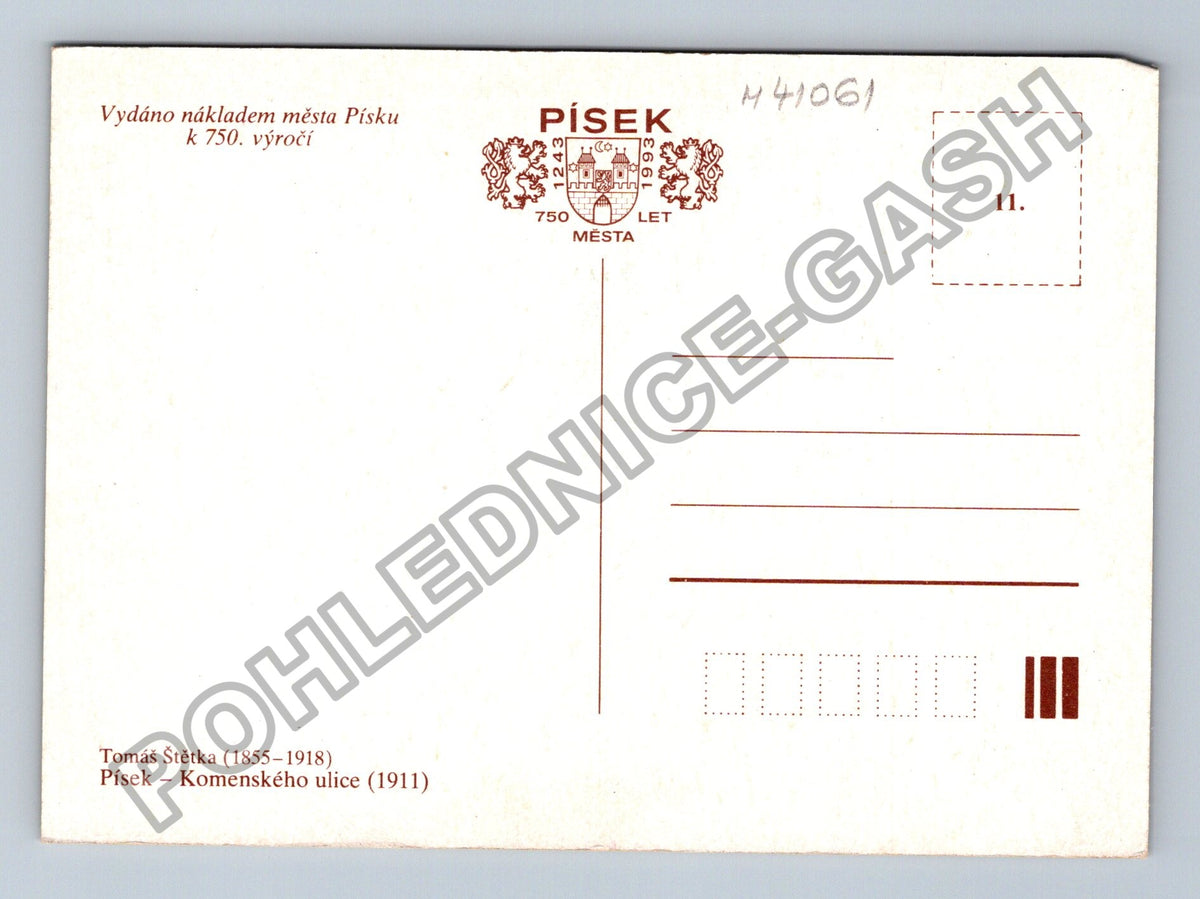 Pohlednice Písek Komenského ulice 1911 (M41061)