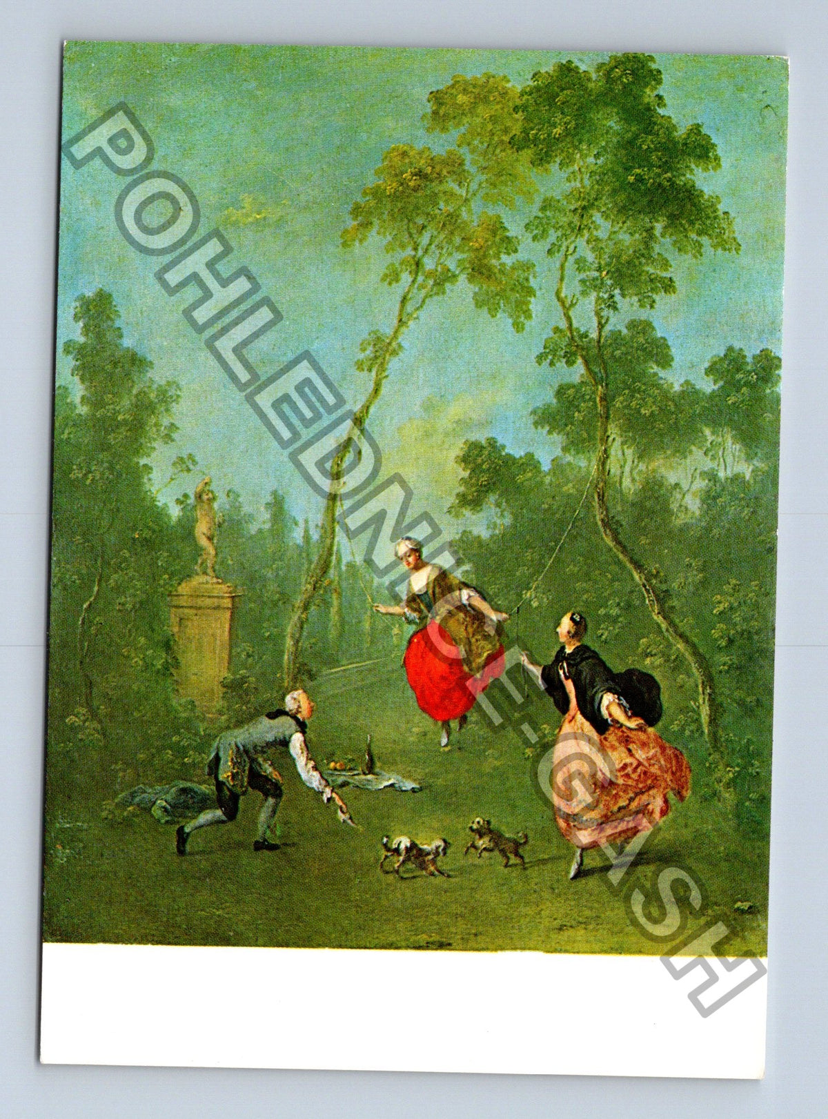 Pohlednice Norbert Grund Dáma na houpačce kolem 1760 (M41078)