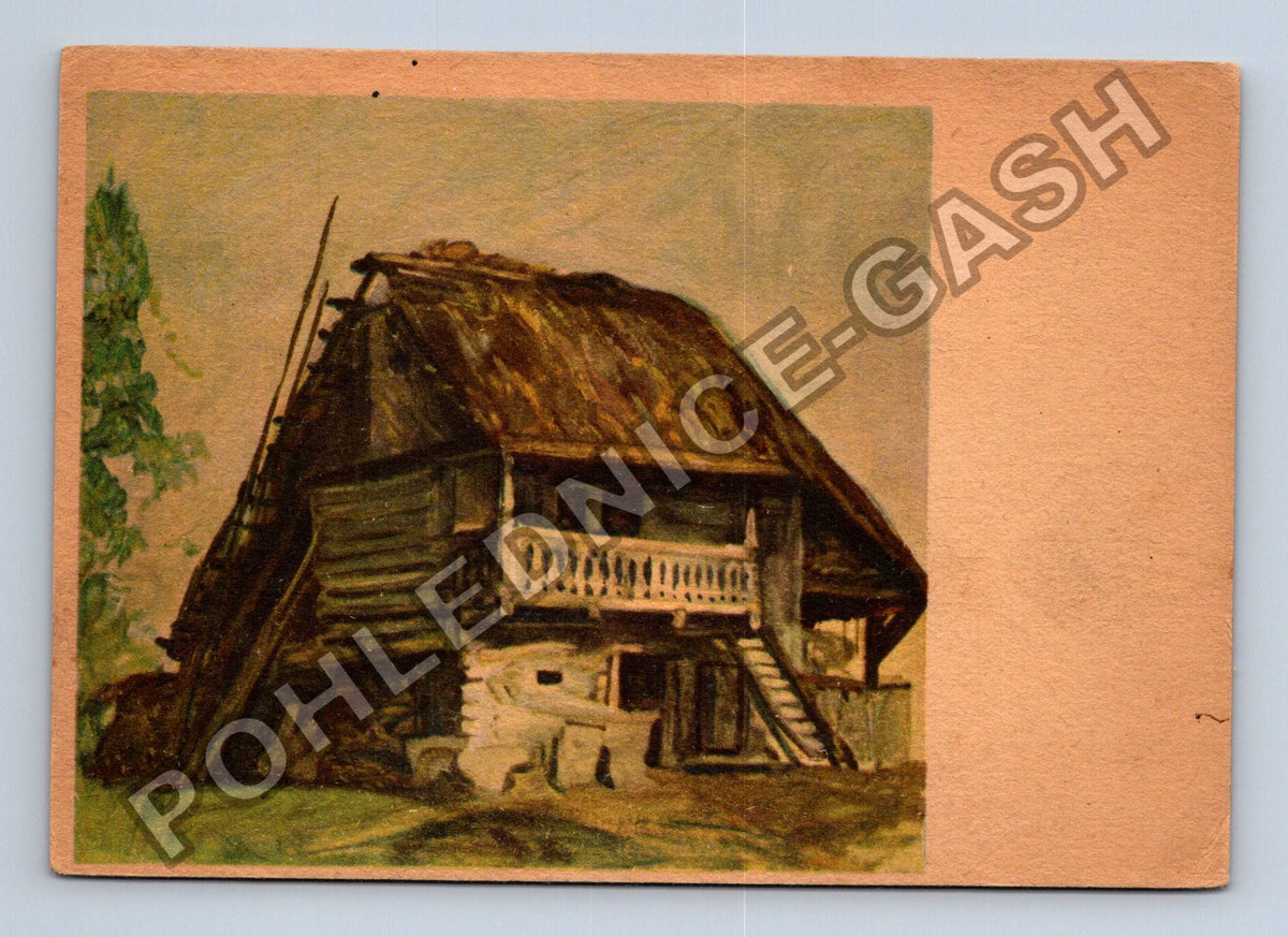 Pohlednice České lidové stavby Špýchar v Bohollbech 1949 (M41082)