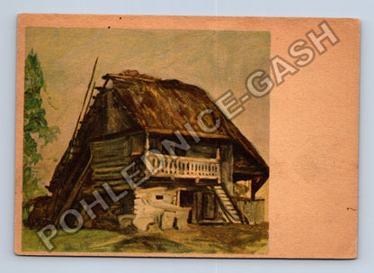 Pohlednice České lidové stavby Špýchar v Bohollbech 1949 (M41082)