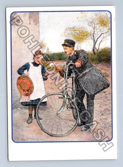 Pohlednice Pošťák a dívka s dopisem 1907 (M41089)
