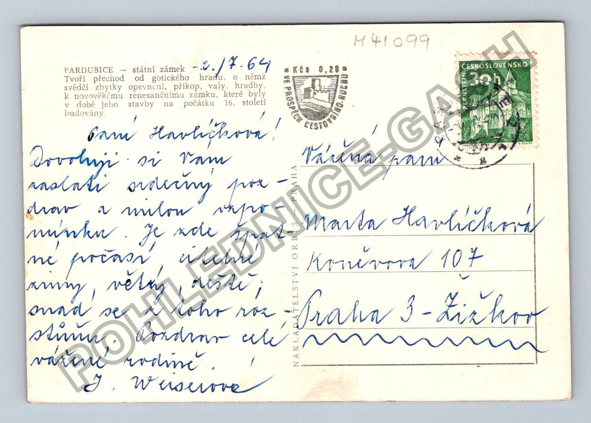 Pohlednice Pardubice státní zámek 1964 (M41099)