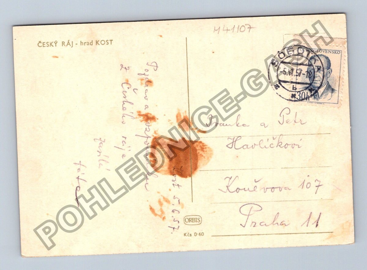 Pohlednice Český ráj hrad Kost 1957 (M41107)