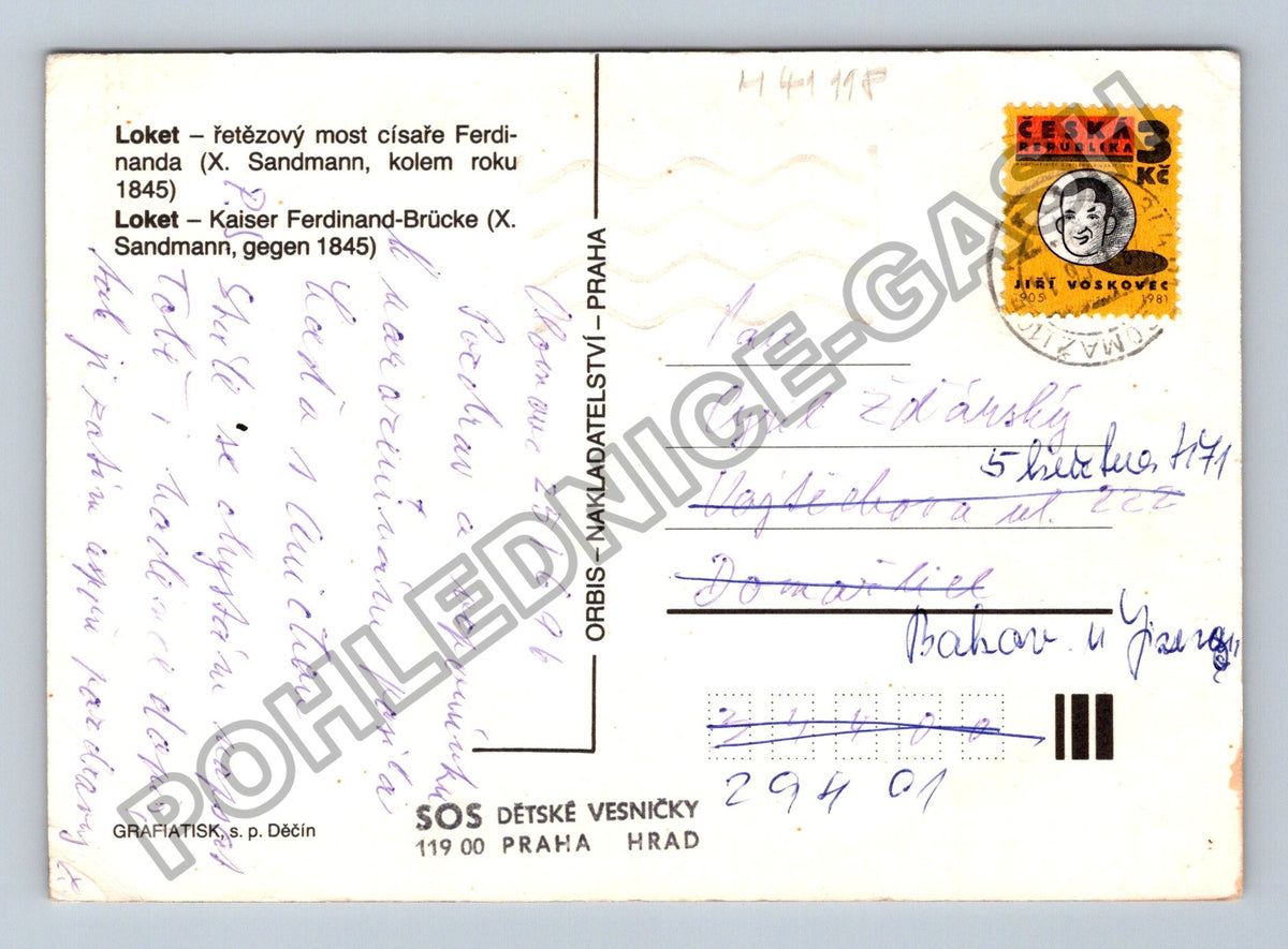 Pohlednice Loket řetězový most císaře Ferdinanda (M41118)