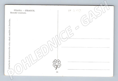 Pohlednice Praha Zemské muzeum malovaný motiv Šetelík (M4112)