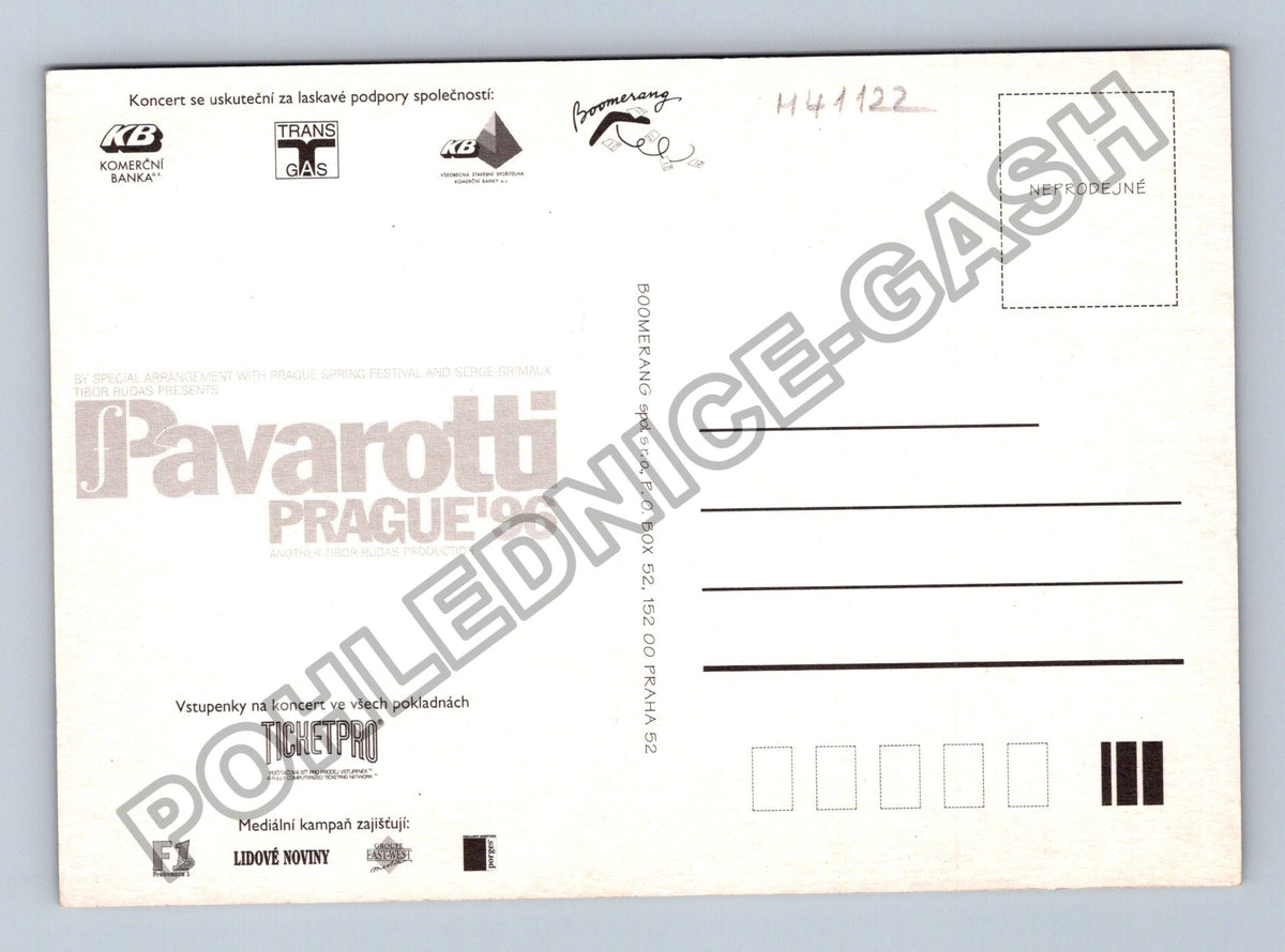 Pohlednice Pavarotti Praha 1996 koncert Sportovní hala (M41122)