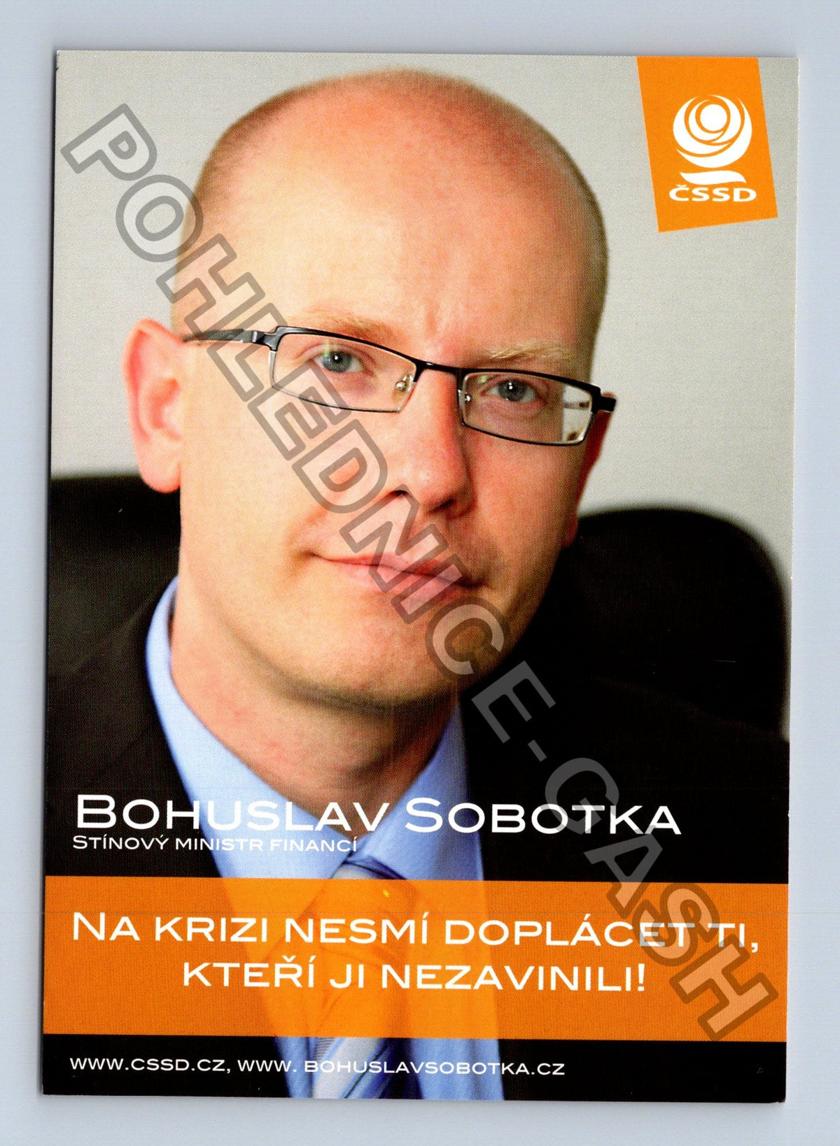 Pohlednice Bohuslav Sobotka stínový ministr financí (M41130)