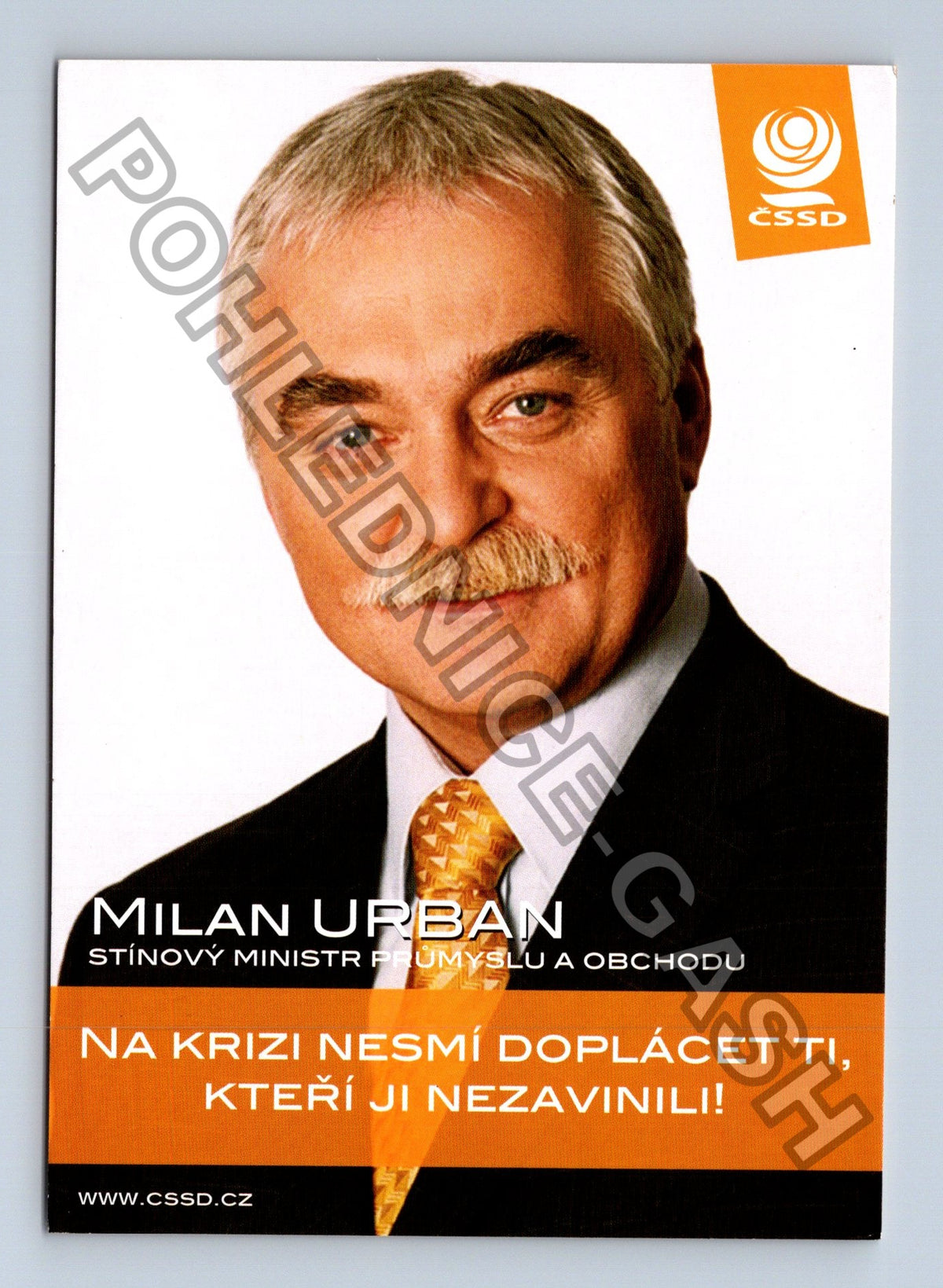 Pohlednice Milan Urban ČSSD stínový ministr průmyslu (M41131)