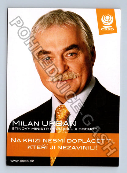 Pohlednice Milan Urban ČSSD stínový ministr průmyslu (M41131)