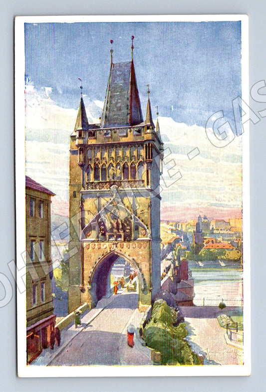 Pohlednice Praha Staroměstská mostní věž akvarel (M4118)