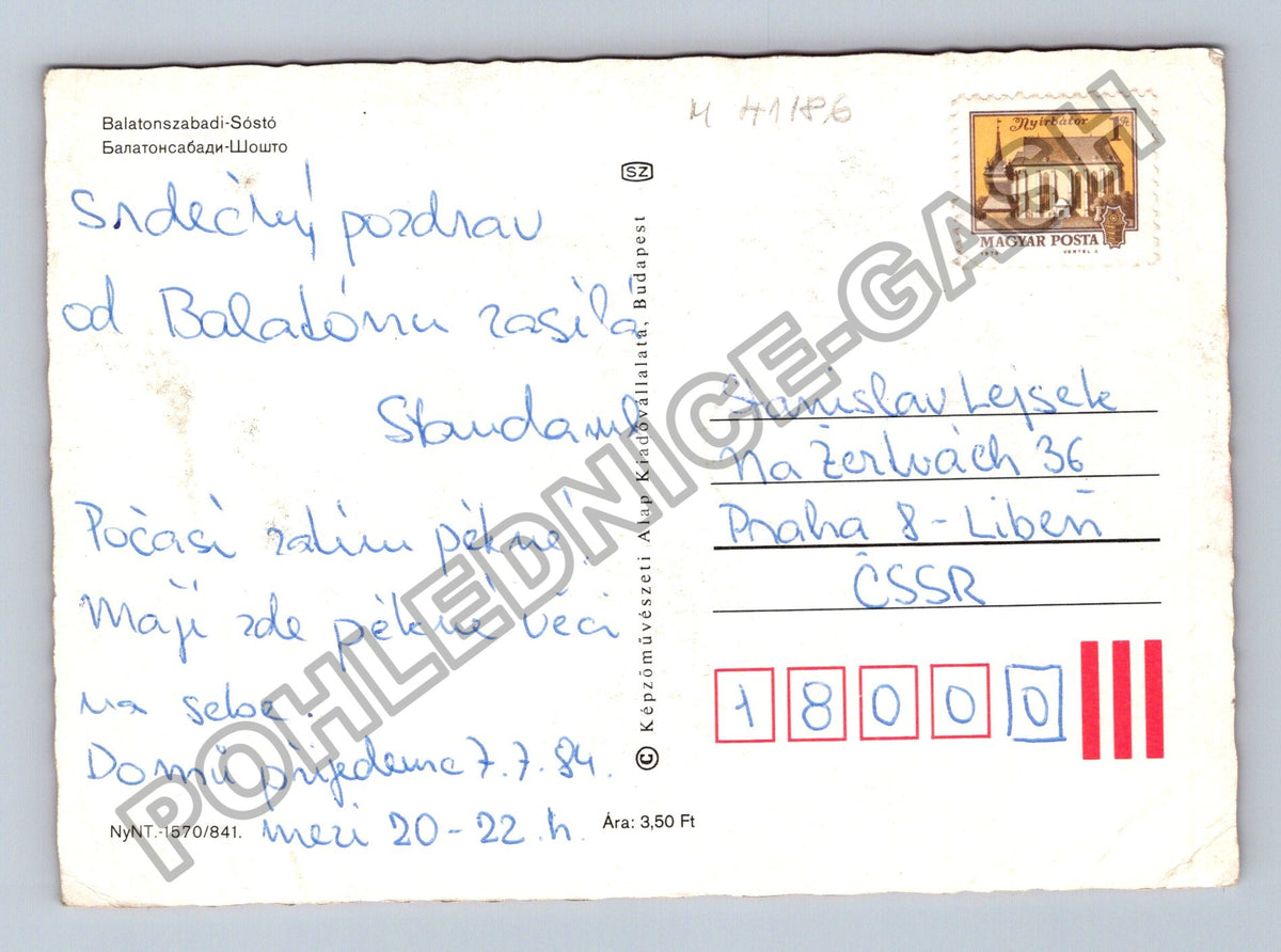Pohlednice Maďarsko Balatonszabadi-Sóstó koláž motivů 1984 (M41186)