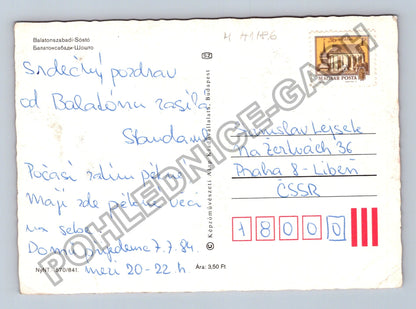 Pohlednice Maďarsko Balatonszabadi-Sóstó koláž motivů 1984 (M41186)