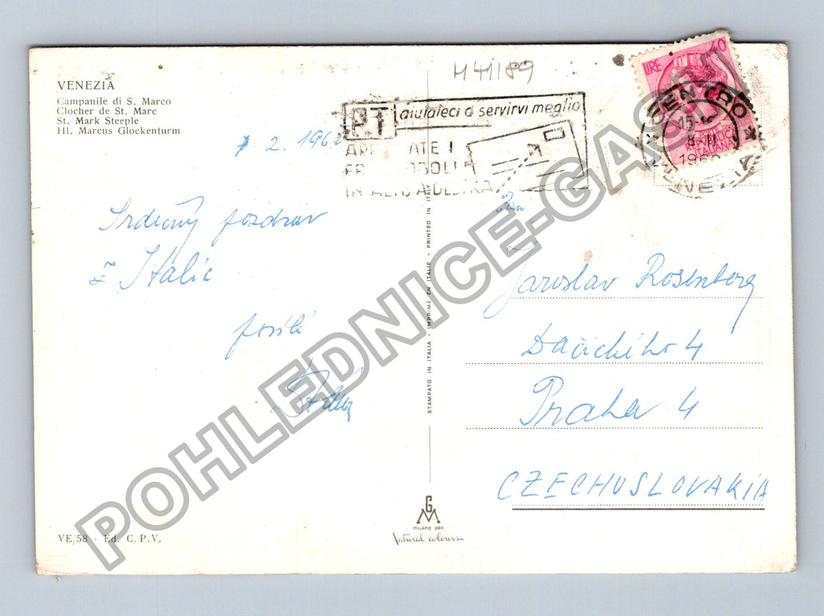 Pohlednice Itálie Benátky Campanile di S Marco 1960 (M41189)