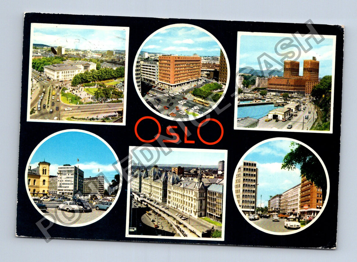 Pohlednice Norsko Oslo koláž motivů 1965 (M41195)