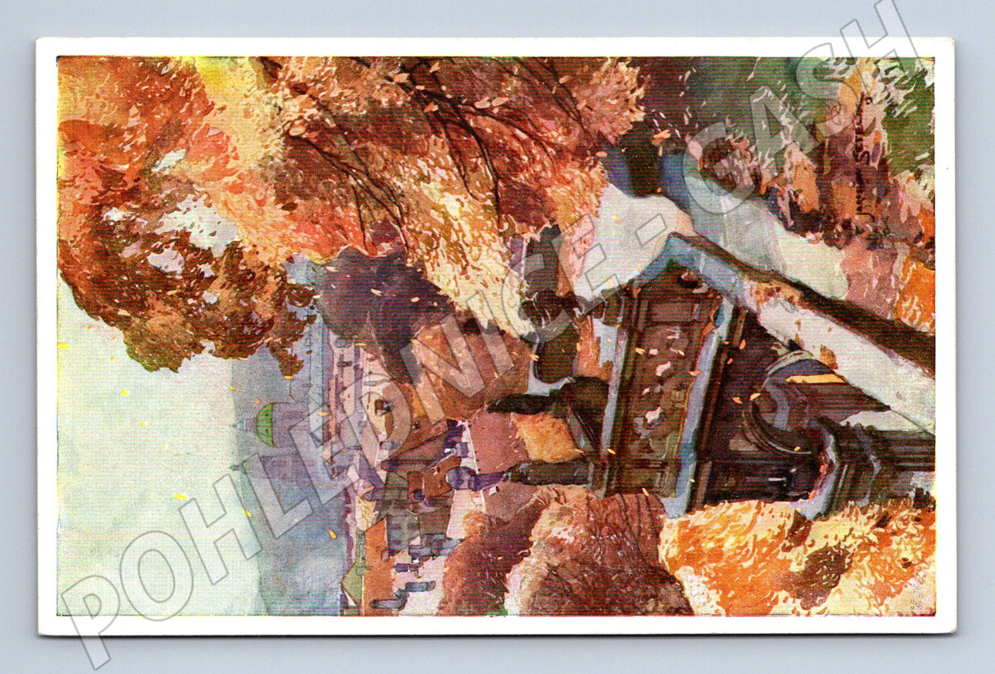 Pohlednice Praha Fürstenberská zahrada malovaný motiv (M4120)