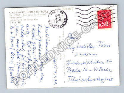 Pohlednice Francie Paříž Notre Dame 1971 (M41209)