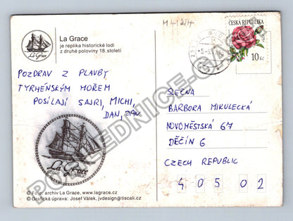 Pohlednice La Grace loď plachetnice Tyrhénské moře 2015 (M41214)