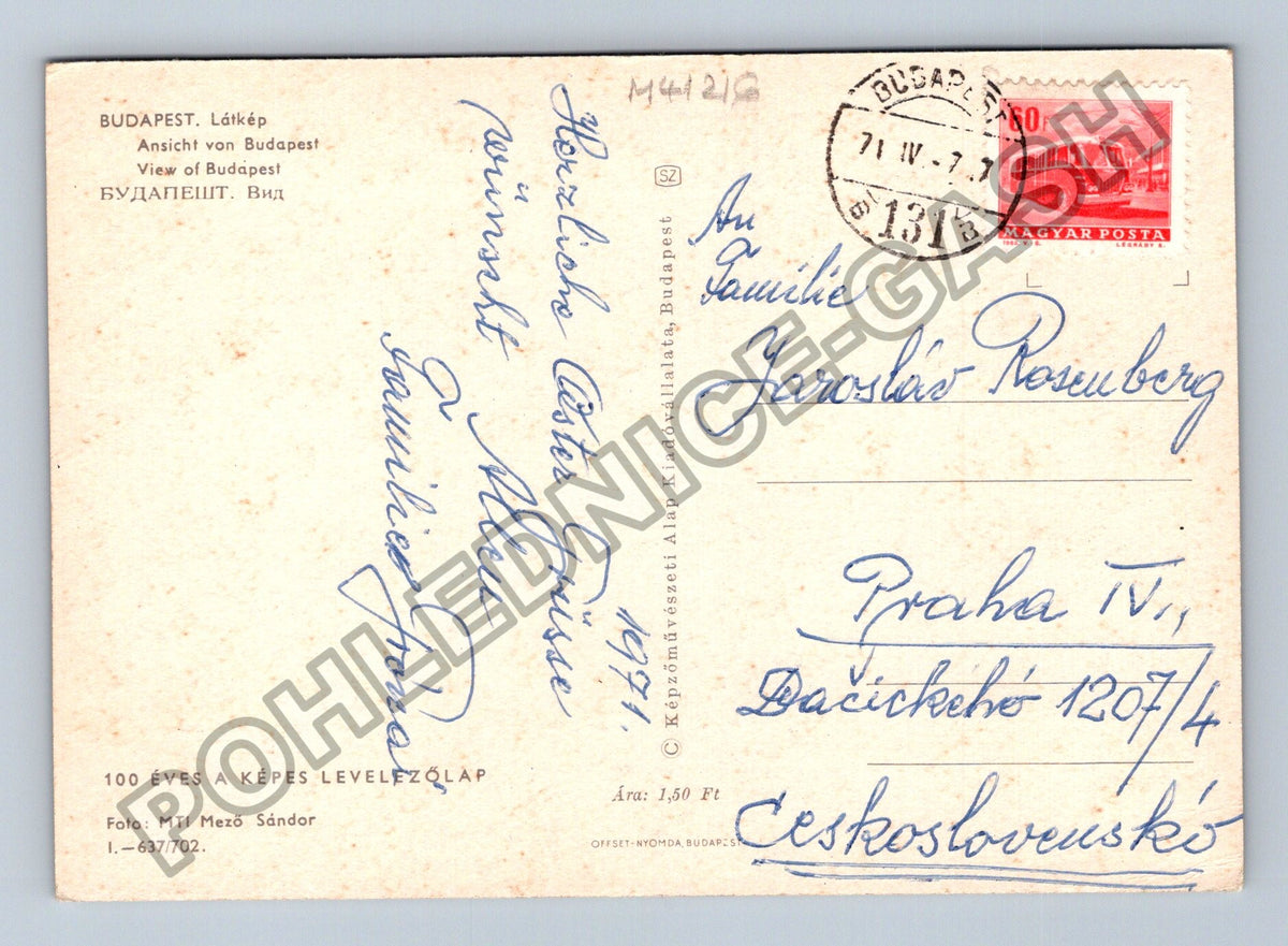 Pohlednice Maďarsko Budapešť Dunaj mosty 1971 (M41216)
