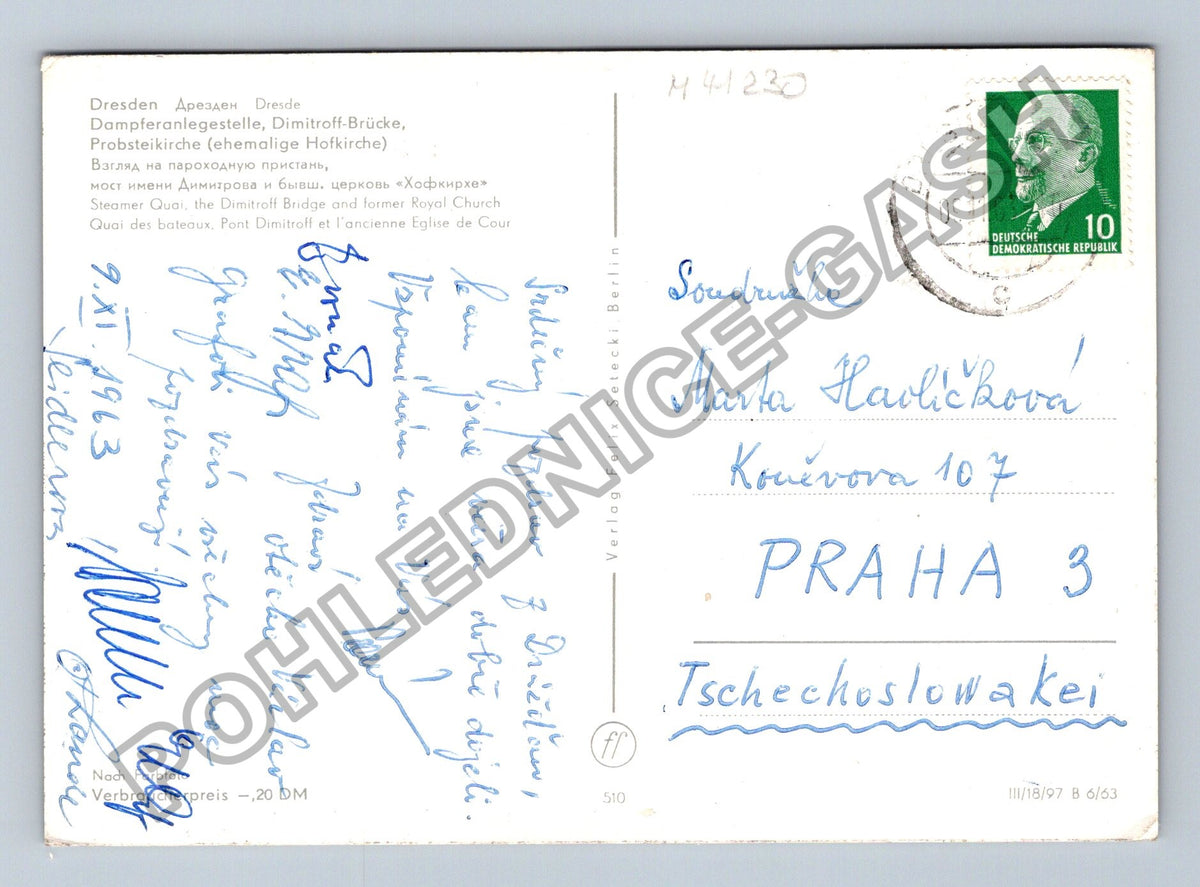 Pohlednice Německo Drážďany labské nábřeží 1963 (M41230)