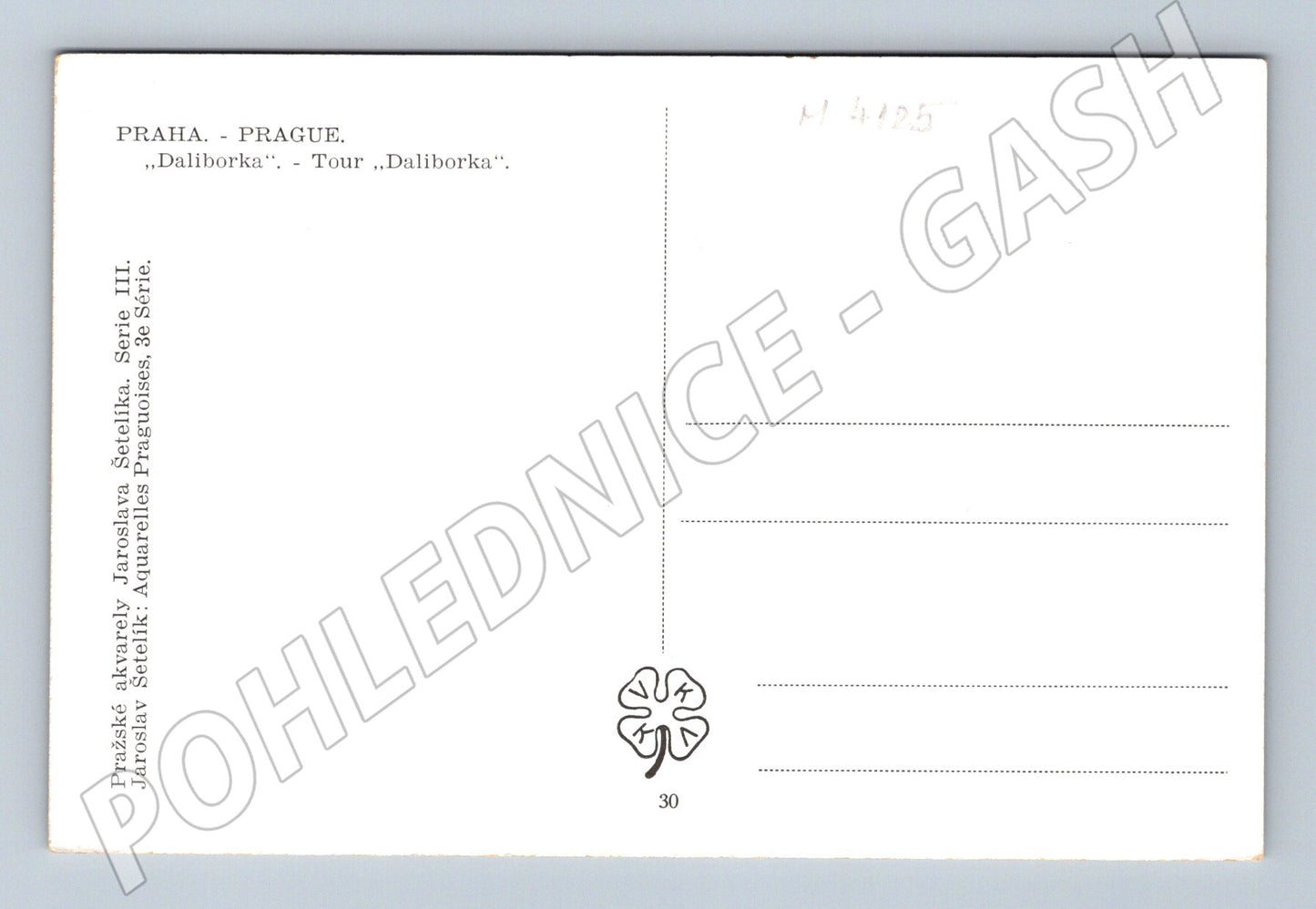 Pohlednice Praha Daliborka akvarel Šetelík (M4125)
