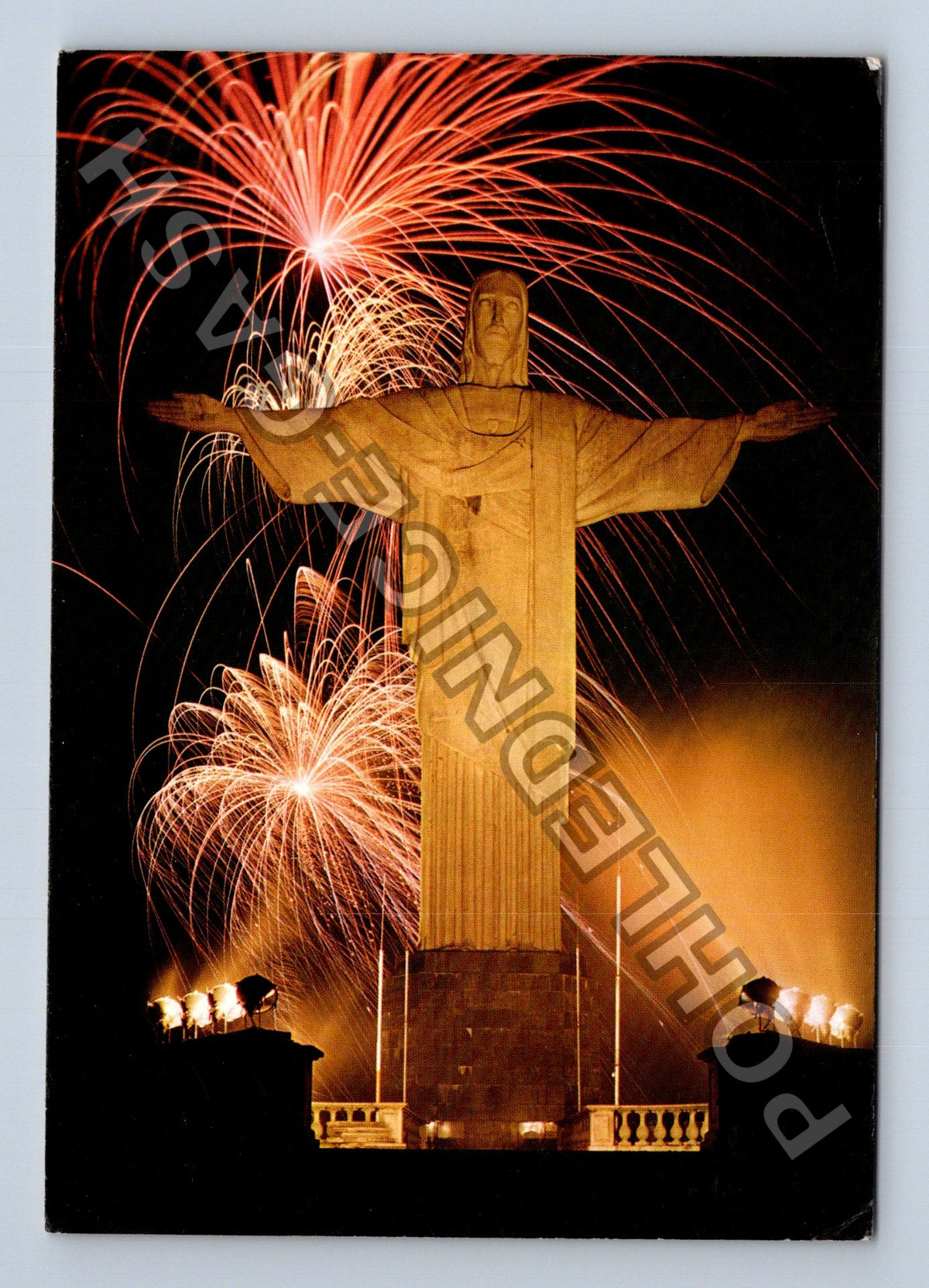 Pohlednice Brazílie Rio de Janeiro Kristus Spasitel ohňostroj (M41254)
