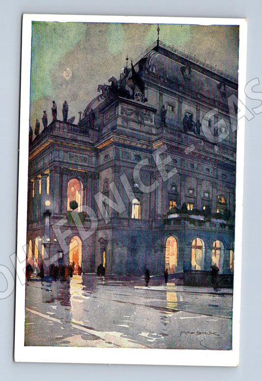 Pohlednice Praha Národní divadlo akvarel Šetelík (M4127)