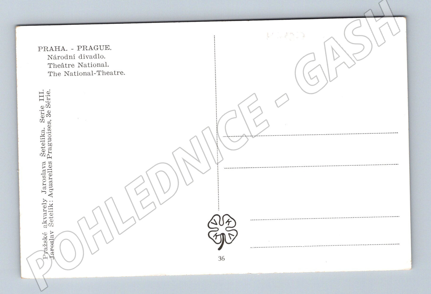 Pohlednice Praha Národní divadlo akvarel Šetelík (M4127)